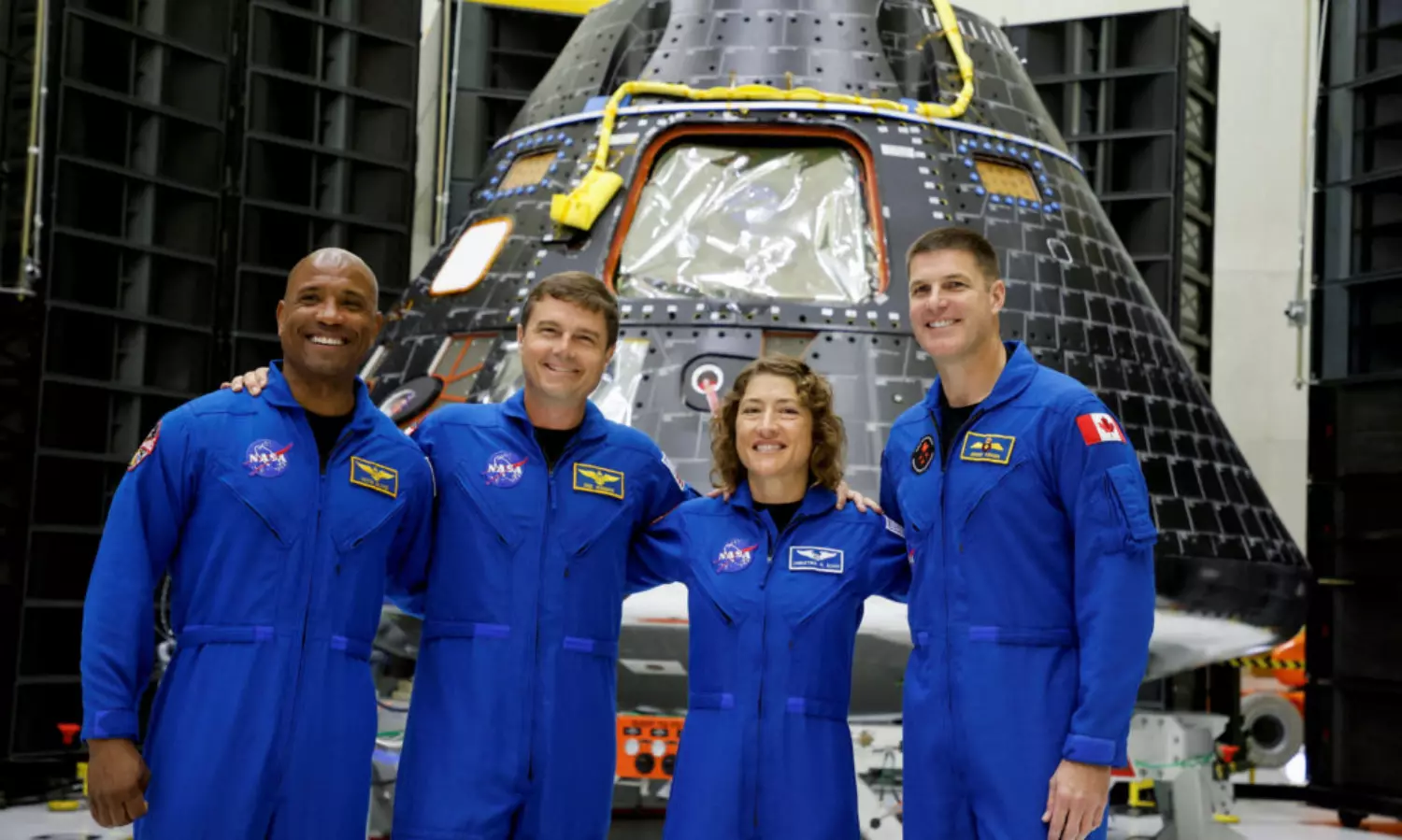 Astronauts catch first glimpse of spacecraft that will fly them around the moon