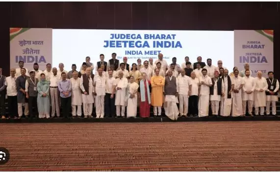 INDIA vows to fight together as far as possible with Bharat will unite, India will win theme INDIA vows to fight together as far as possible with Bharat will unite, India will win theme