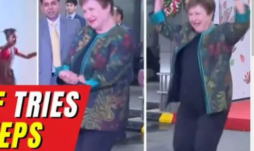 Video of IMF Chief Kristalina Georgieva dancing with folk dancers at airport goes viral