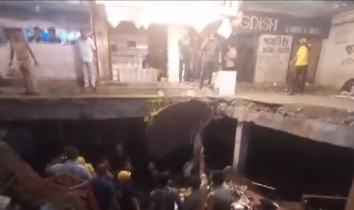 One killed, 12 injured as drainage slab caves in Gujarat  from crowding