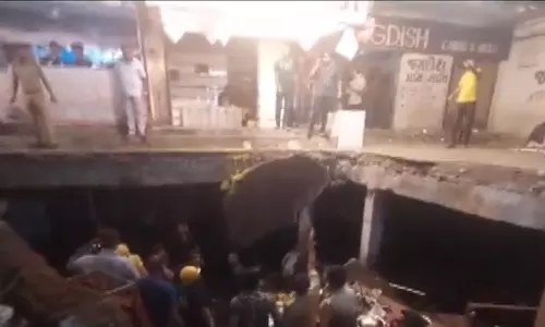 One killed, 12 injured as drainage slab caves in Gujarat  from crowding