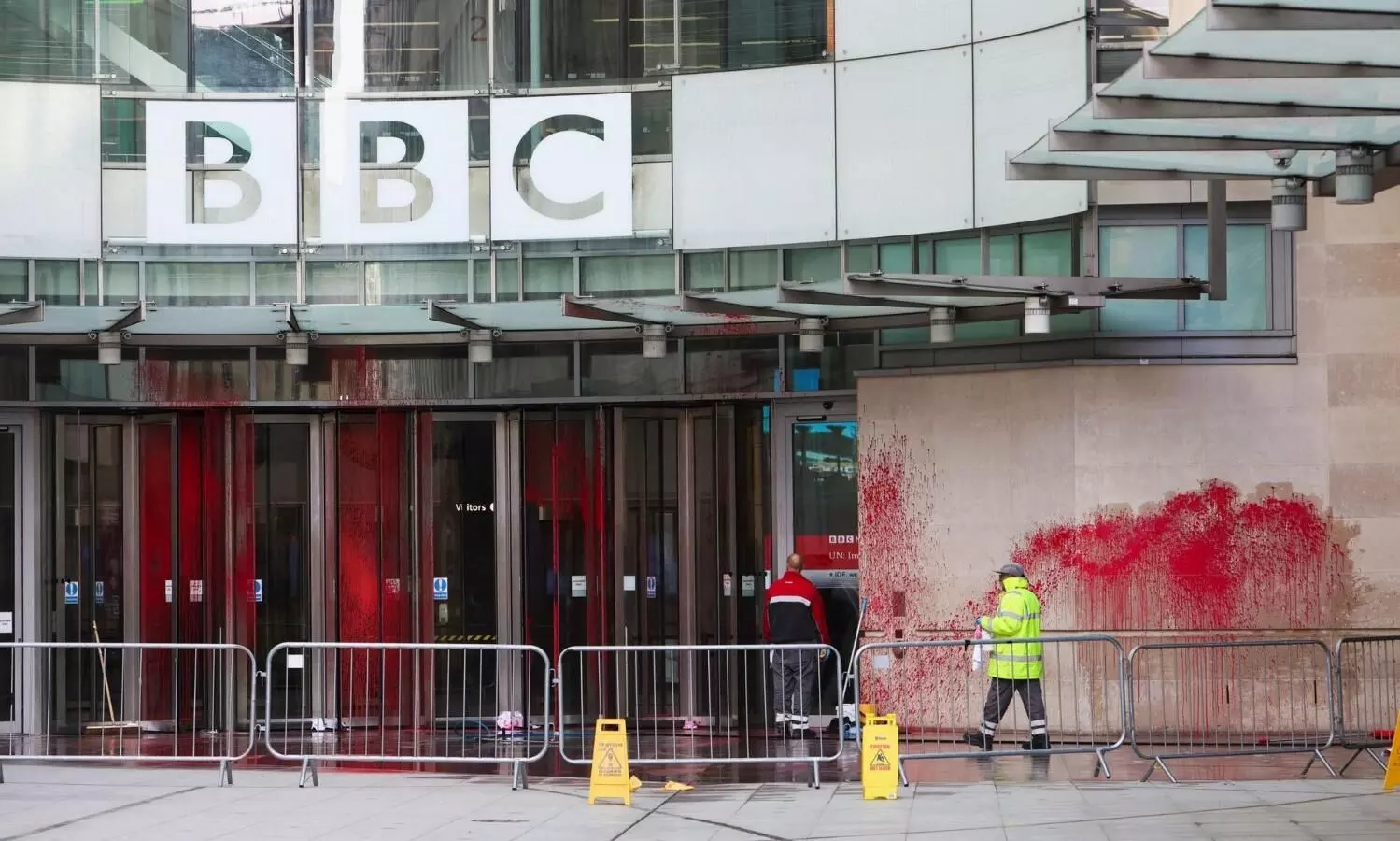 BBC London HQ splashed with red paint over Israel-Hamas war coverage