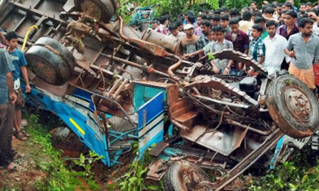 Over 13 people injured as bus overturns in Kottayam