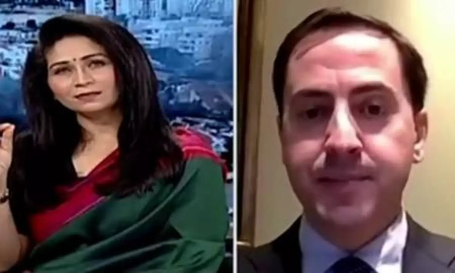News anchor says the colours of her saree had upset the Israeli guest