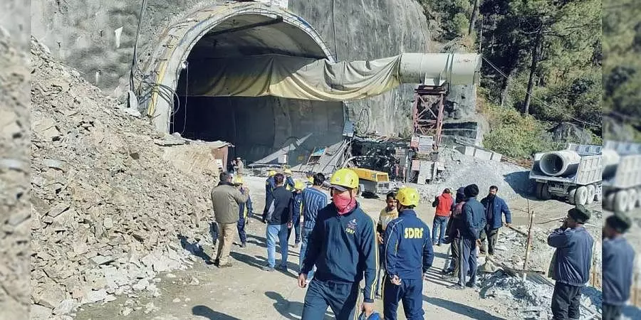 40 workers trapped as under-construction tunnel on Yamunotri NH partially collapses