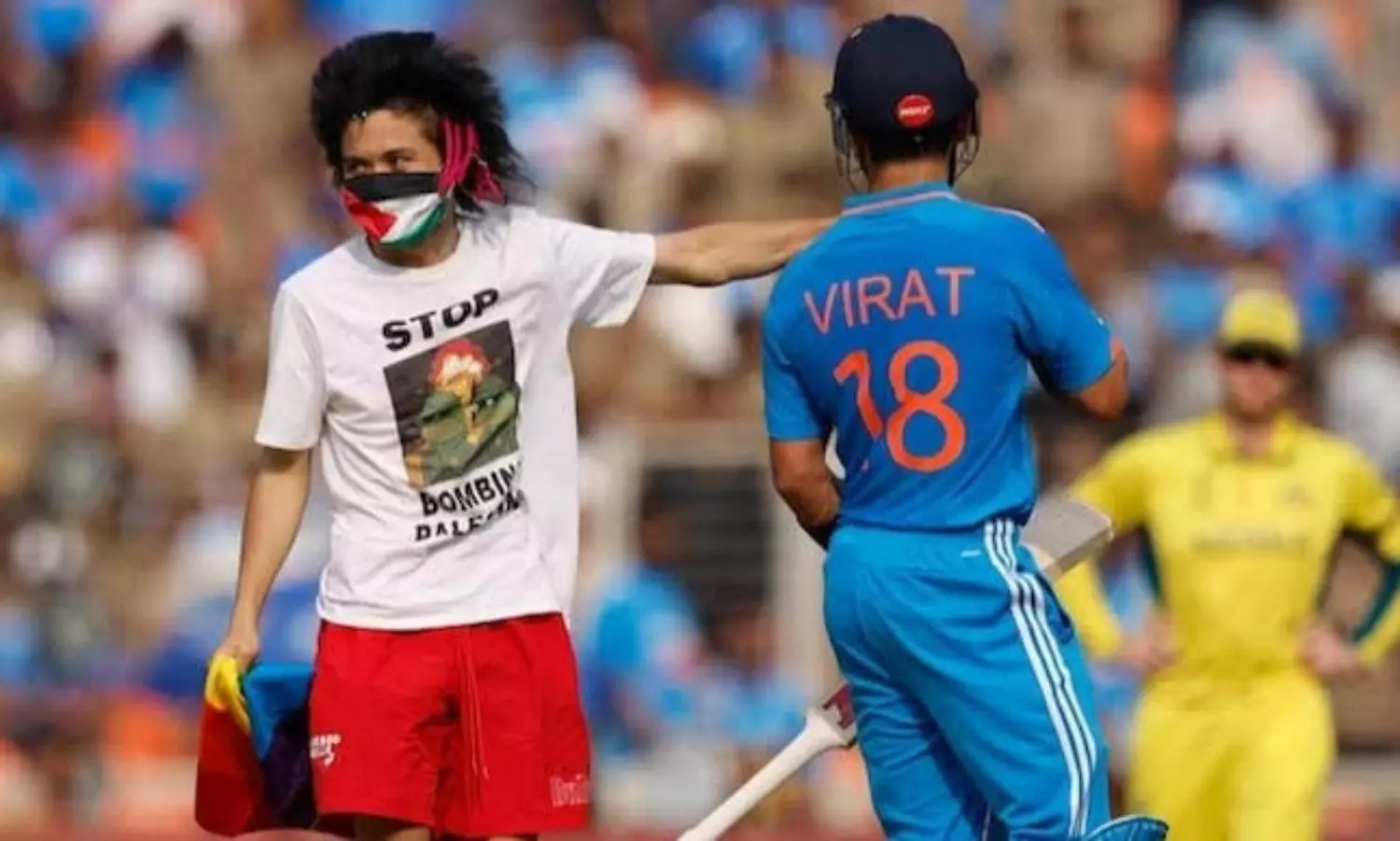 Man wearing ‘Free Palestine’ T-shirt invaded pitch to hug Kohli during WC final