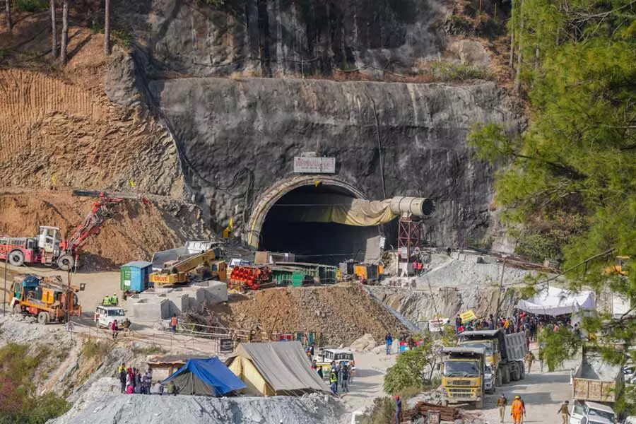 Plasma cutter flown in to remove auger blades from rubble of Silkyara tunnel