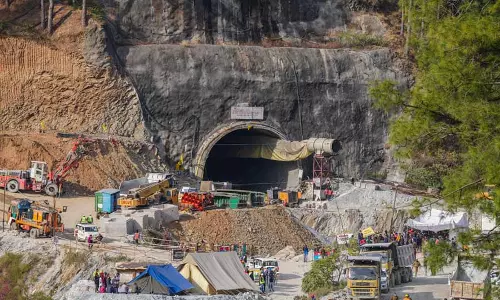 Plasma cutter flown in to remove auger blades from rubble of Silkyara tunnel
