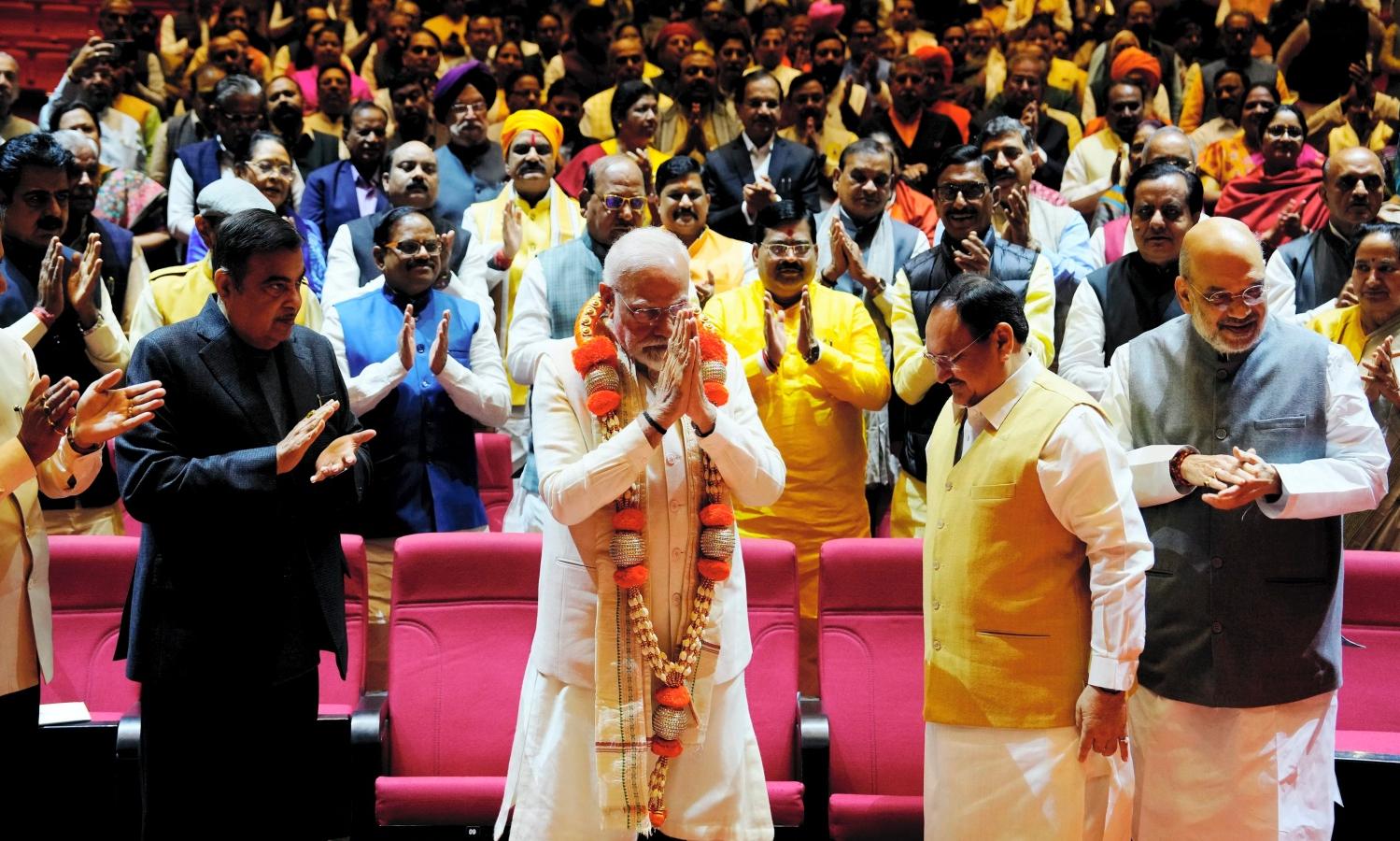 PM Modi cheers BJP victory at party meet; urges to continue teamwork