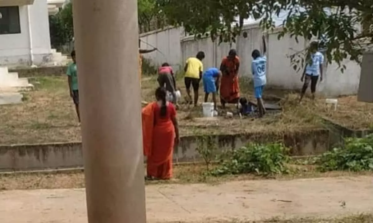 Principal of Kntka school made students clean septic tank