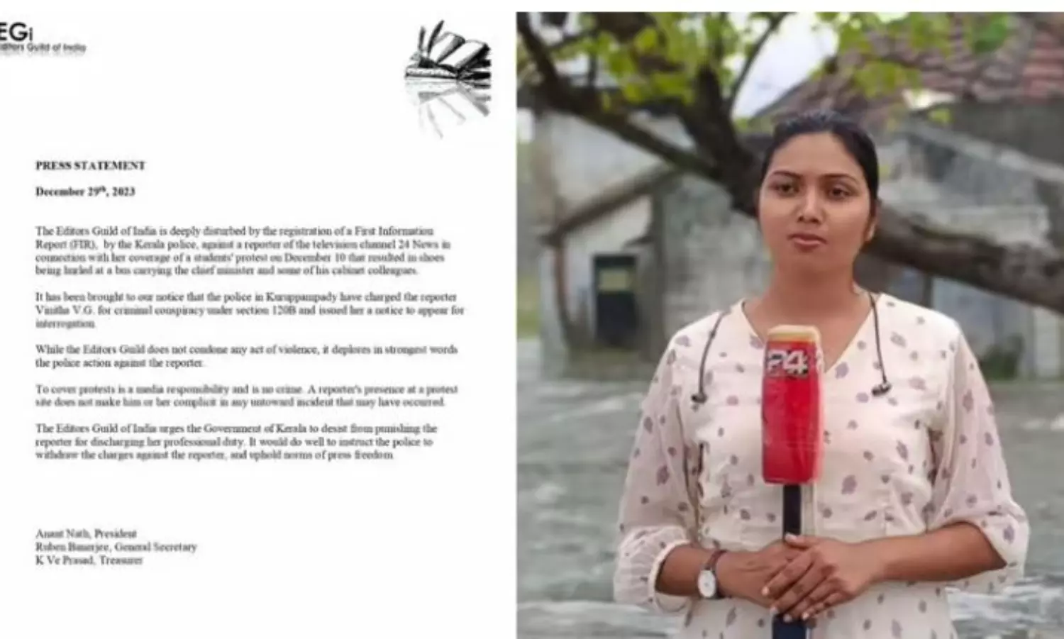 Case against Kerala journalist: Editors Guild condemns police action