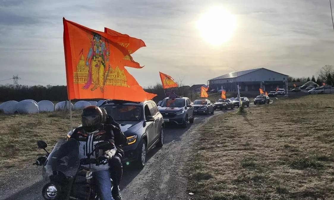 Hindu Americans hold car rally in Houston ahead of Ram temple opening