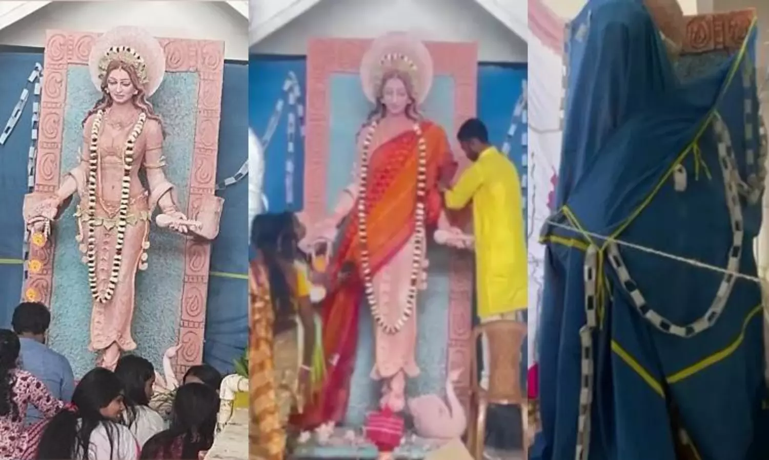 Saraswati idol without saree: ABVP protests at Triputa college over ‘vulgarity’