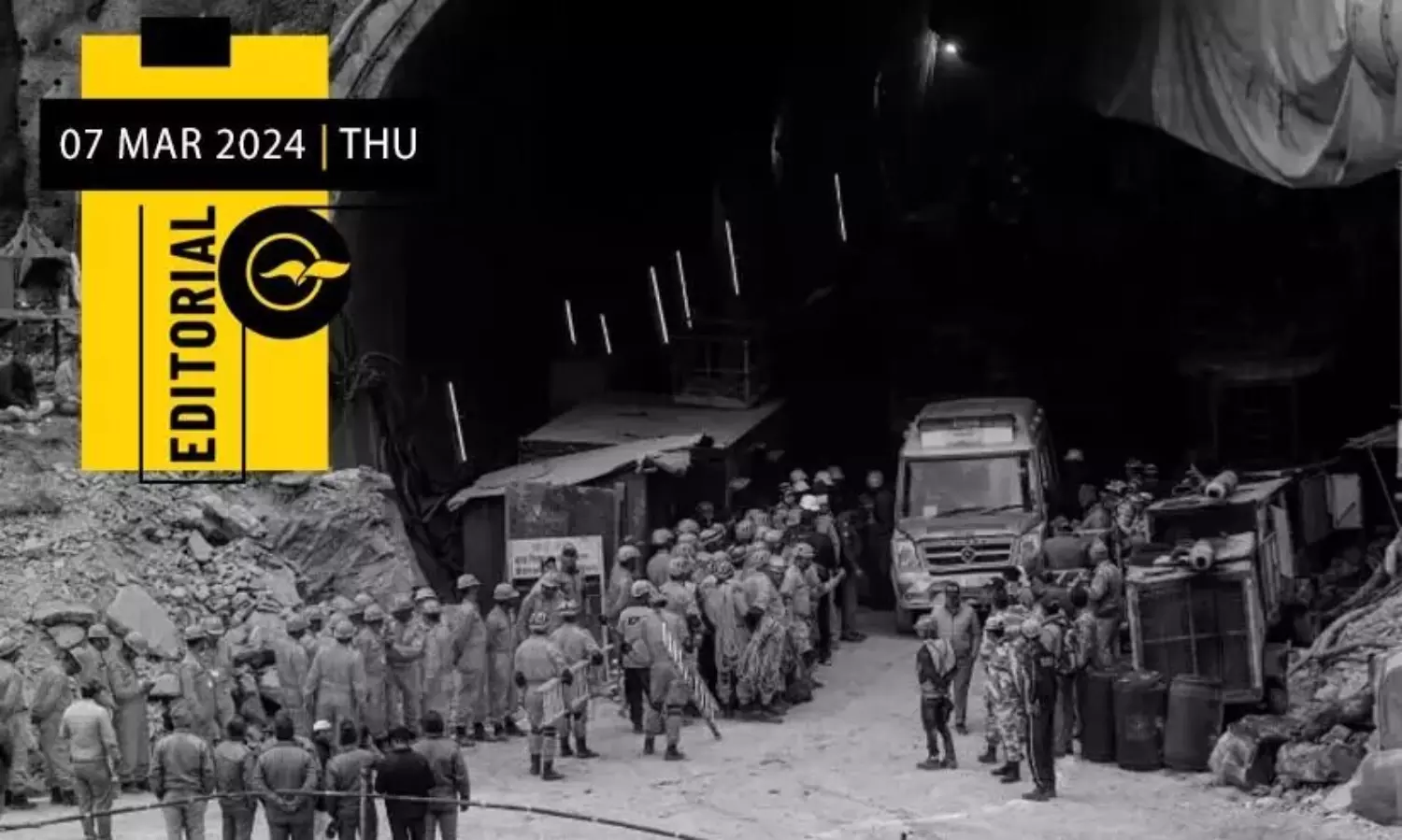 A collapsed tunnel and a bulldozed hut