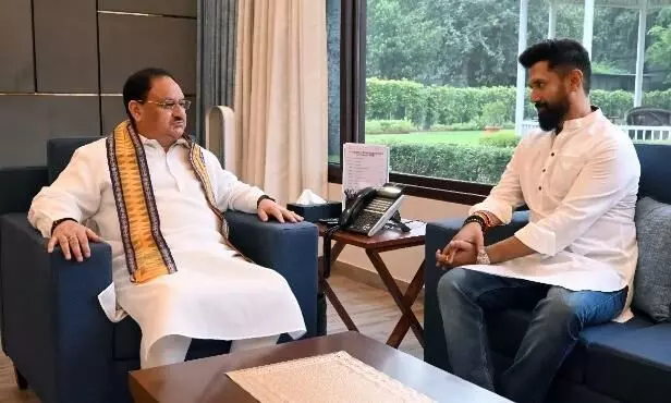 Chirag Paswan discusses seat-sharing in Bihar with BJP chief J.P. Nadda