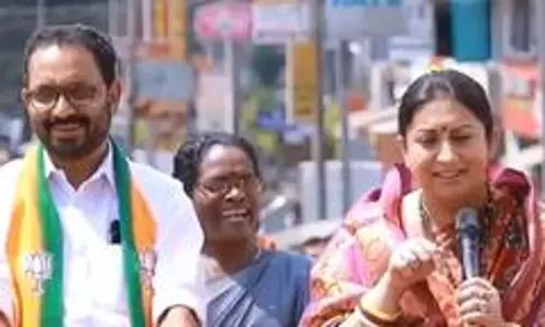 Smriti Irani holds roadshow in Wayanad, a day after Rahul Gandhis nomination