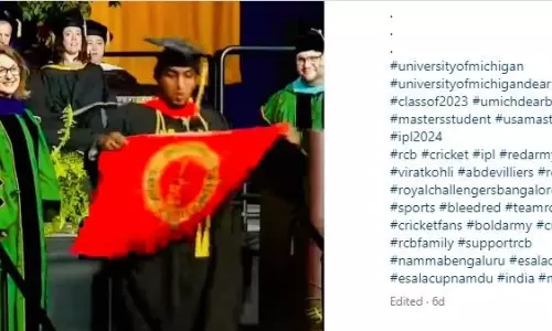 IPL: Student in US varsity unfurls RCB flag at graduation ceremony