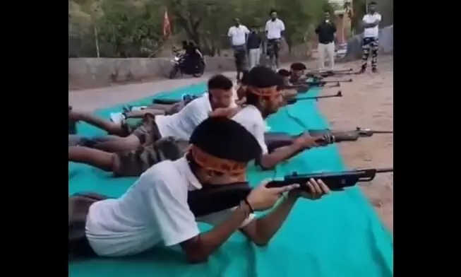 Shocking! Hindutva extremists give military-style arms training!