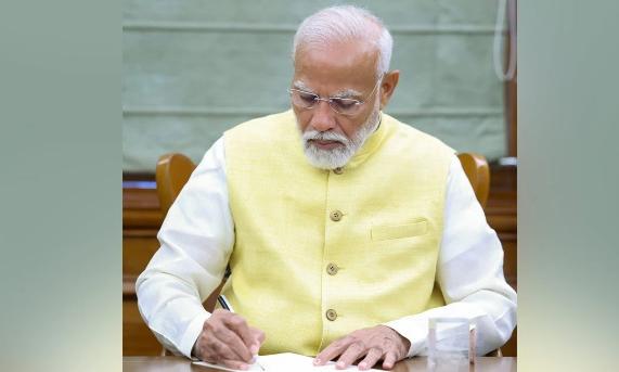 PM Modi begins term 3 signing a file related to farmers’ welfare