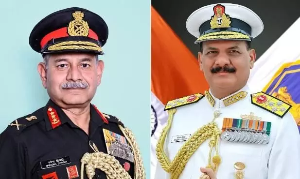 Two classmates from school leading Indian Army and Navy