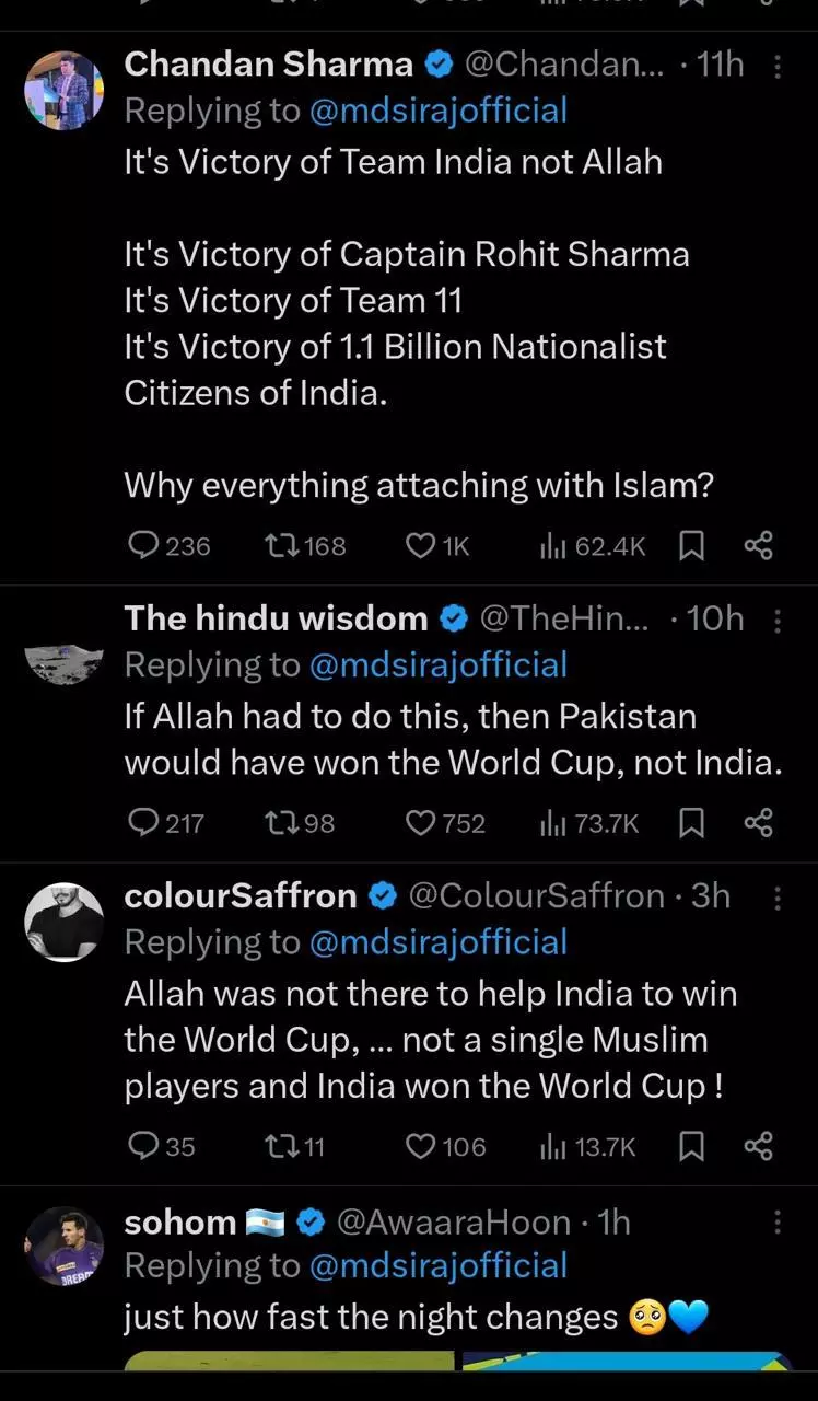 Replies to Mohammed Sirajs post. Replies to Mohammed Sirajs post.