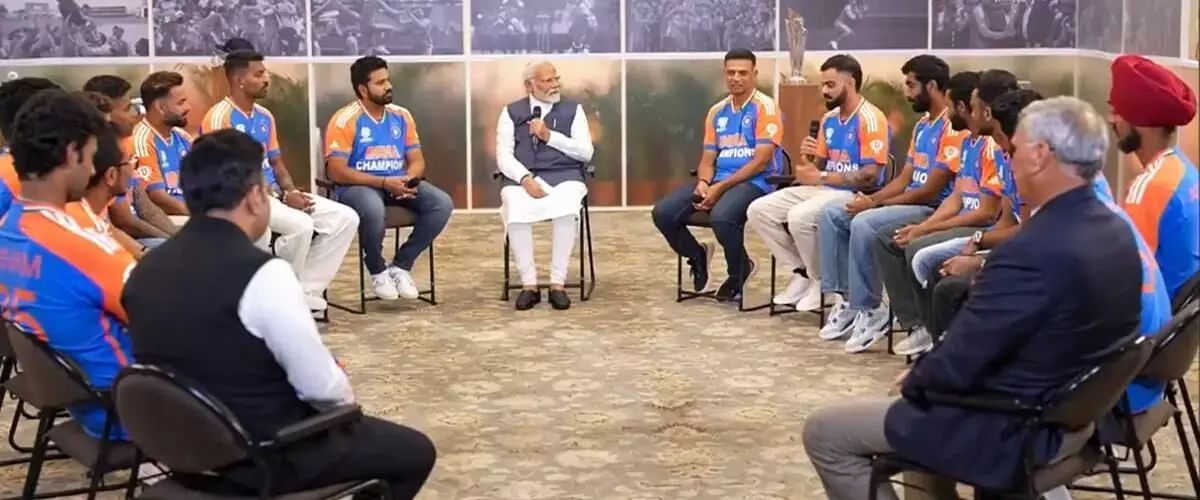 Team India meets PM Modi at his residence after T20 WC win