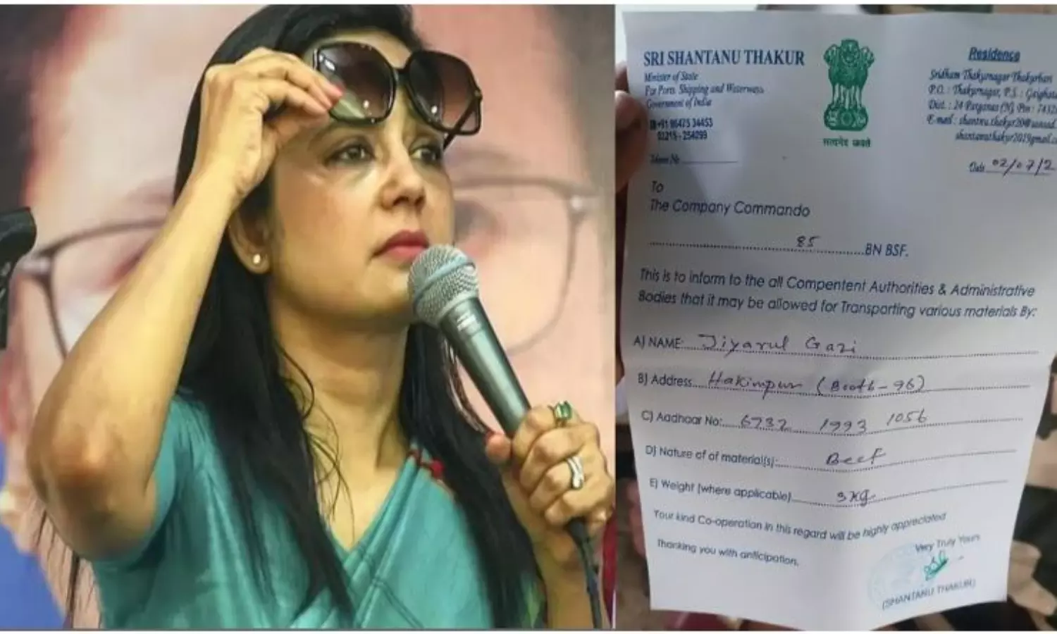 Moitra implicates Union Minister in issuing passes for beef smuggling on Indo-Bangla border