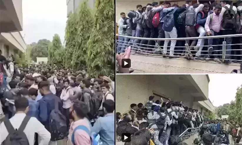 Video! 100s of Gujarat youths crowd for an interview for 10 vacancies