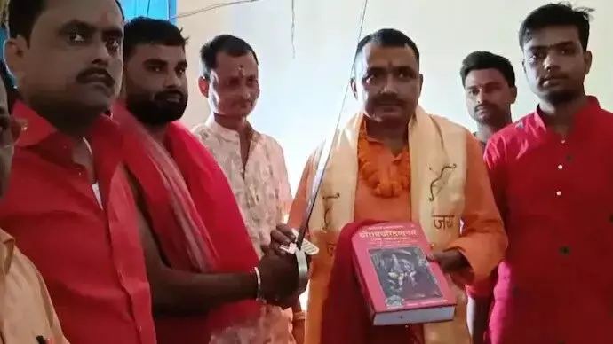 Bihar MLA distributes swords at puja pandals, BJP defends as ‘part of custom’