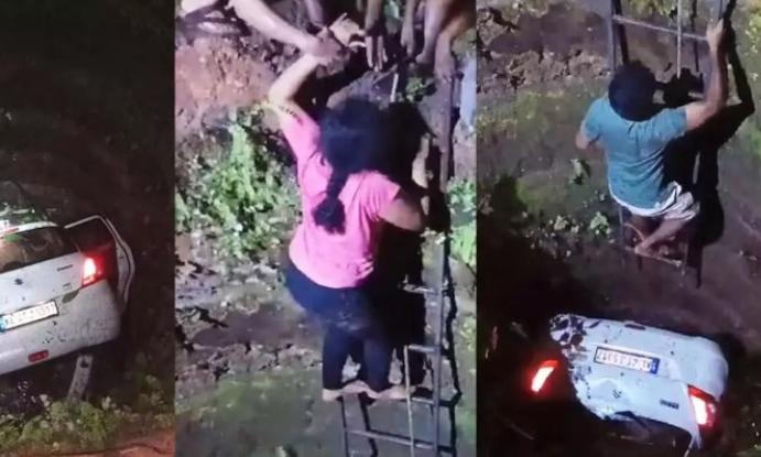 Couple has miraculous escape after car falls into well in Ernakulam