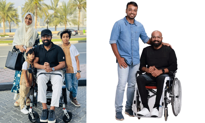 (left) with family, (right) with brother Humayoon.
