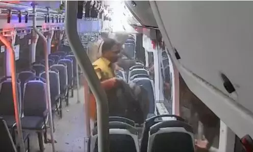 Mumbai bus driver jumped out of  broken window after crash: Shows CCTV