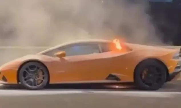 Lamborghini Huracan Supercar catches fire on Mumbai road, video emerges