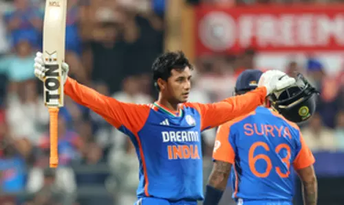 Ind-Eng T20I 5: Abhisheks record ton takes India to massive total