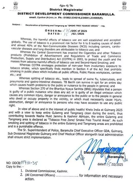 The order issued by the District Magistrate of Baramulla.