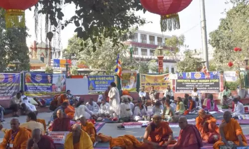 Buddhists go on hunger strike in Bodhgaya demanding withdrawal of Bodhgaya Temple Act