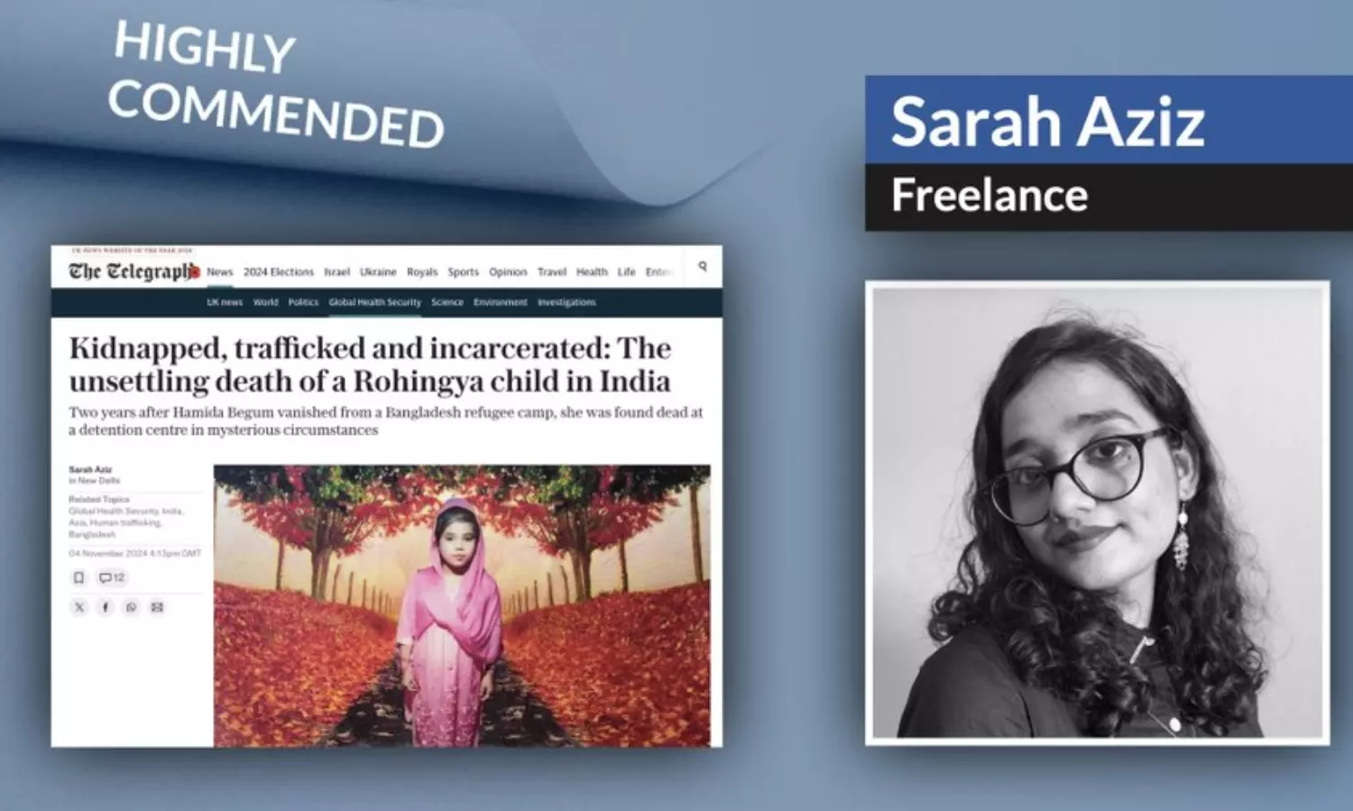 Kolkata student Sarah Aziz wins top British journalism award