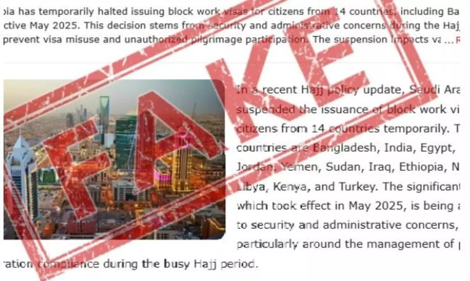 Reports on Saudi visa issue fake: MEA, just temporary restrictions during Hajj