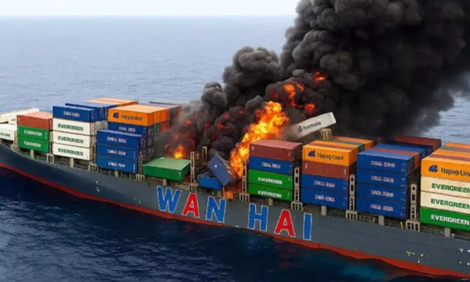 Fire on MV Wan Hai 503 under control, vessel moved 35 NM from coast
