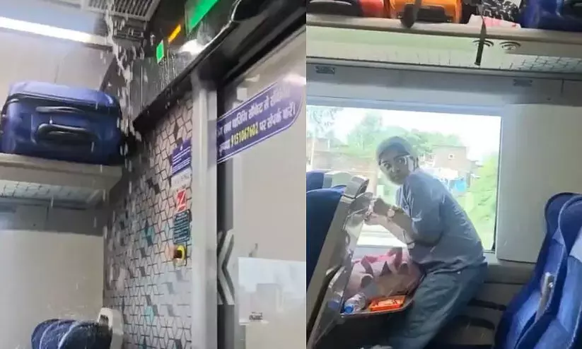 In-train waterfall! Massive water leak inside Vande Bharat!