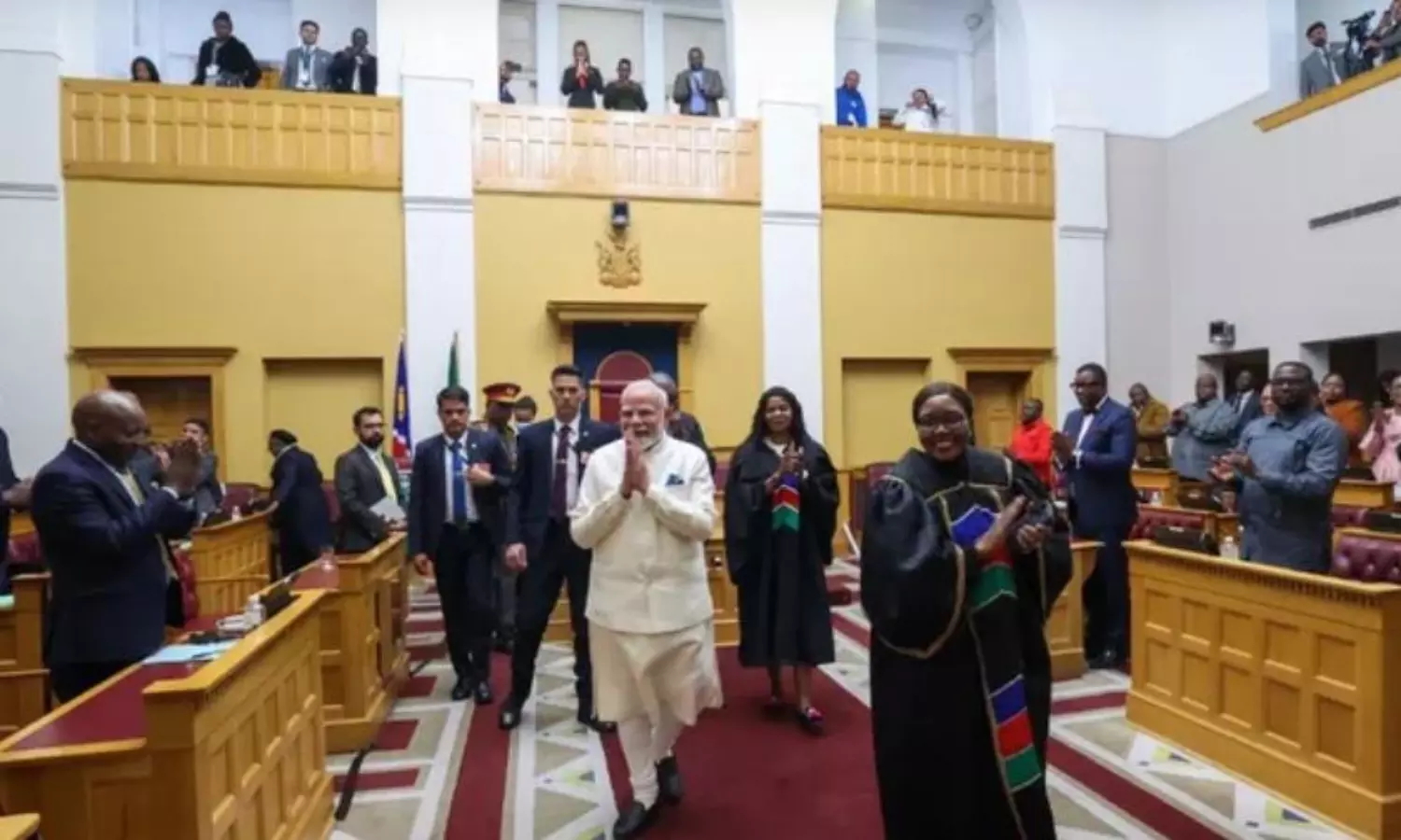 Modi! Modi! chants, standing ovation as PM addresses Namibian Parliament