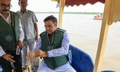Delhi Minister Parvesh Verma checks Yamuna water quality in Palla area