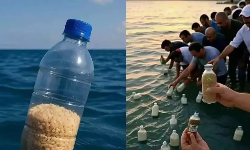 Egyptians throw food into sea in bottles praying they reach Gaza!