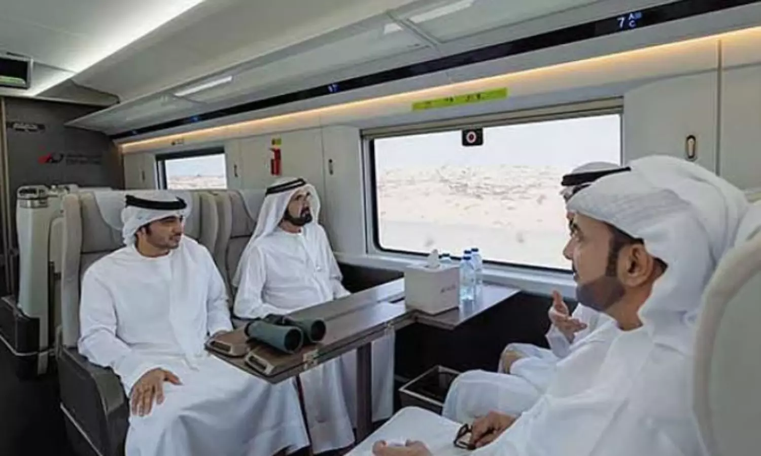Sheikh Mohammed boards Etihad Rail for test ride from Dubai to Fujairah