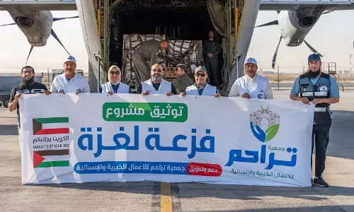 Kuwait sends third relief plane with food aid to Gaza