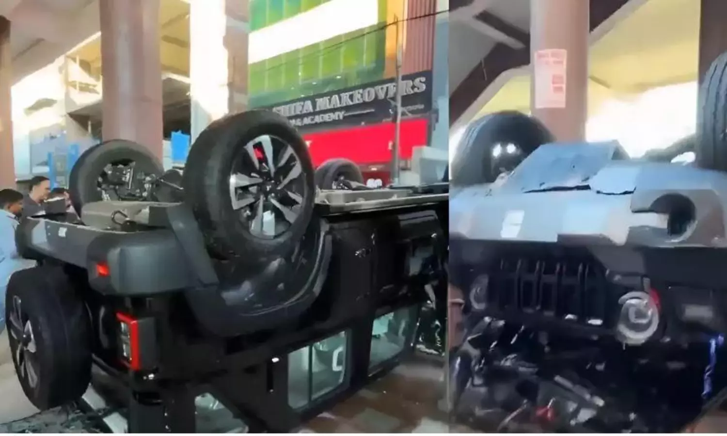 Thar SUV flies out of showroom as Delhi woman crushes lemon under tyre