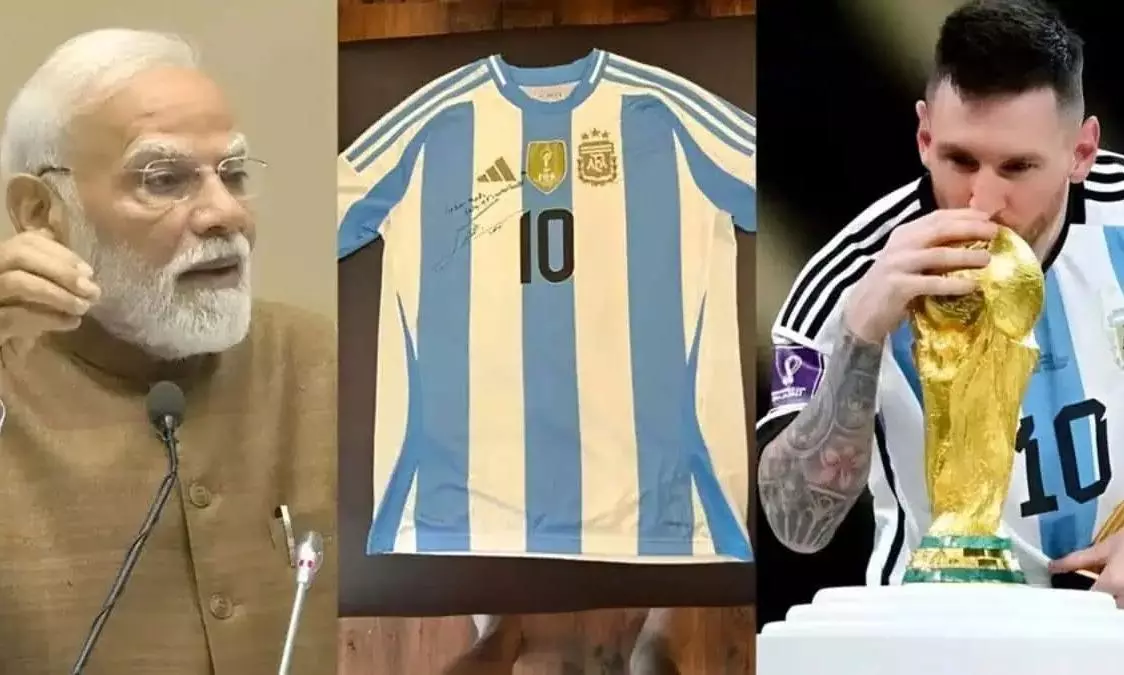 Messi sends signed World Cup jersey to PM Modi on 75th birthday ahead of India tour Messi sends signed World Cup jersey to PM Modi on 75th birthday ahead of India tour