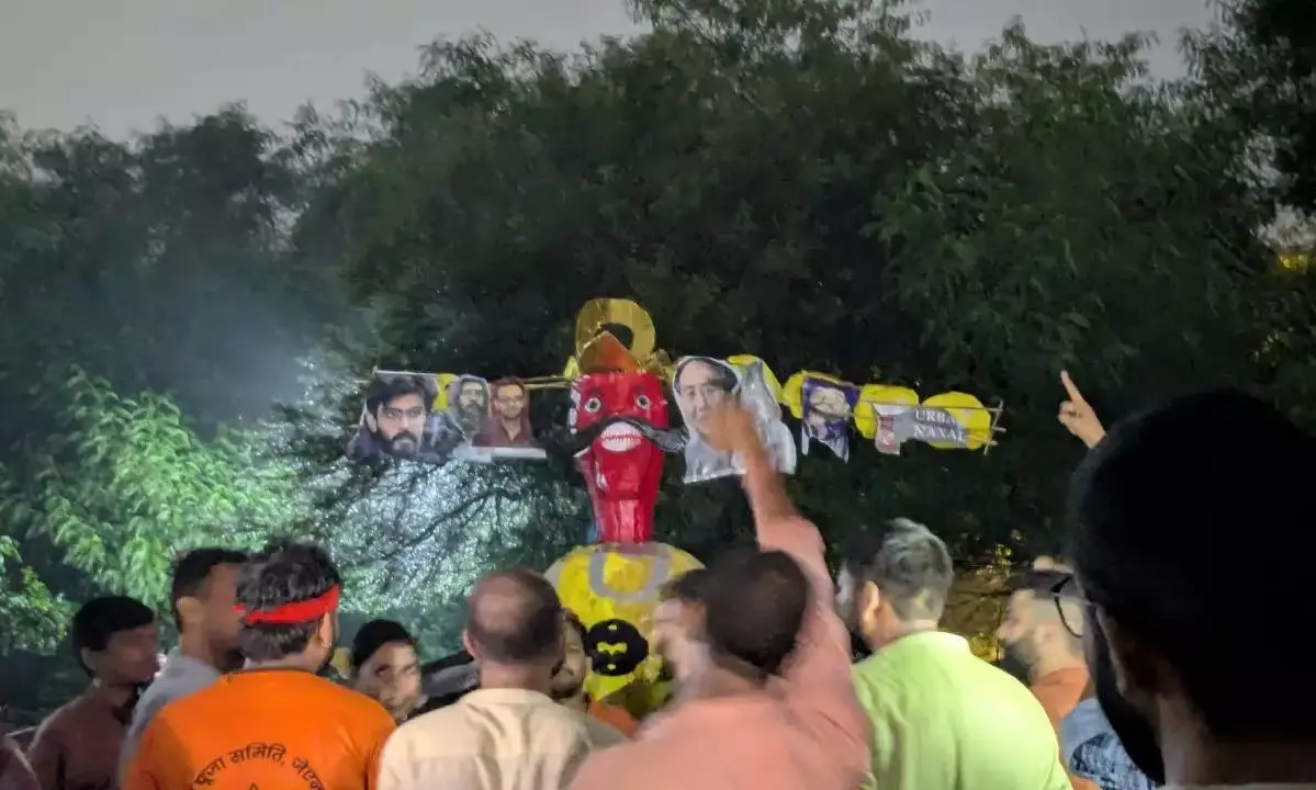 ABVP holds Ravan Dahan of Umar Khalid and Sharjeel Imam at JNU, praises Godse