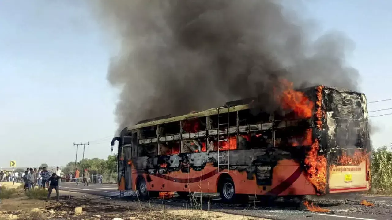 Jaisalmer bus fire: driver, owner arrested; SIT probes cause