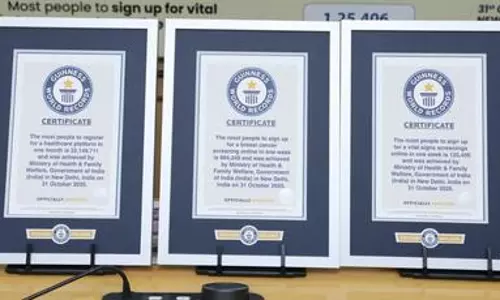 Union Health Ministry receives three Guinness World Record titles for health campaign Union Health Ministry receives three Guinness World Record titles for health campaign